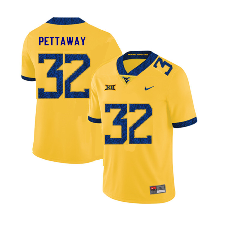2019 Men #32 Martell Pettaway West Virginia Mountaineers College Football Jerseys Sale-Yellow